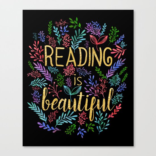 Reading is Beautiful - Gold Foil Canvas Print