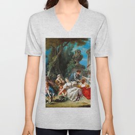 The Bird Catchers (1748) by François Boucher V Neck T Shirt