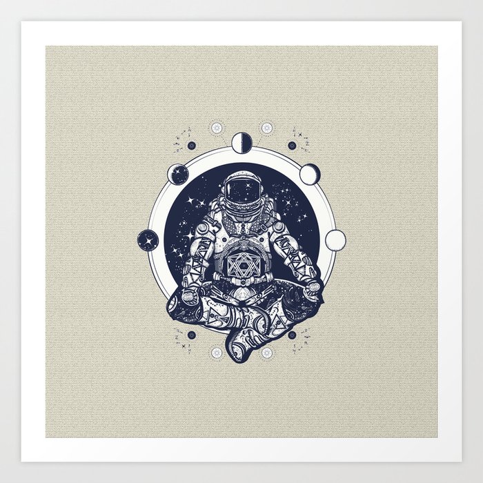 Astronaut In The Lotus Position Tattoo Art Art Print