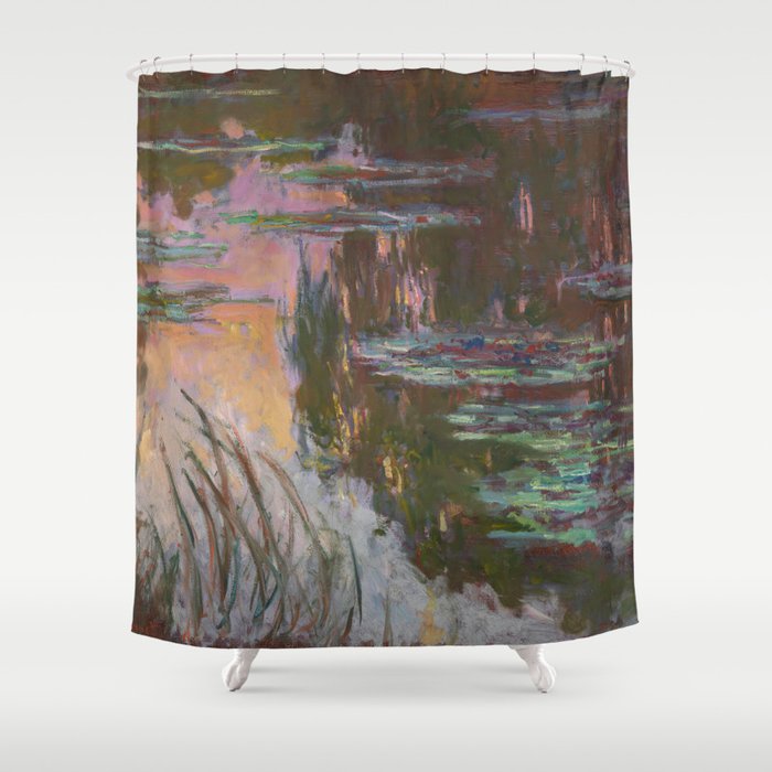 Water Lilies Setting Sun By Claude Monet Shower Curtain