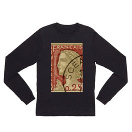 Vintage French Stamp Long Sleeve T Shirt