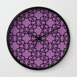 Black and Purple Swirl Shape Tile Pattern Pairs DE 2022 Popular Color Royal Pretender DE5999 Wall Clock