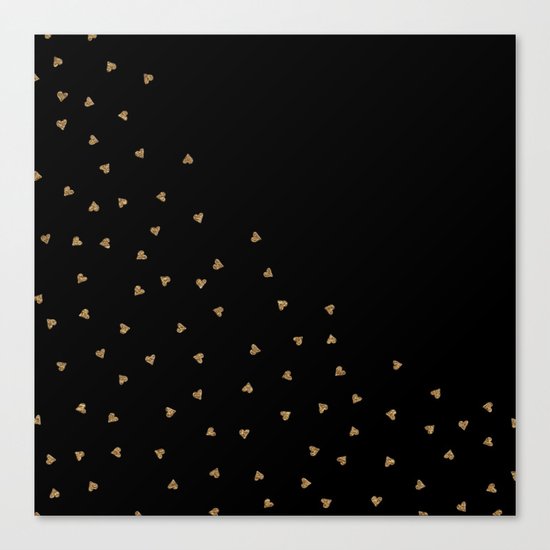 Gold Sparkle Glitter Heart- Luxury and glamour Hearts pattern Canvas Print