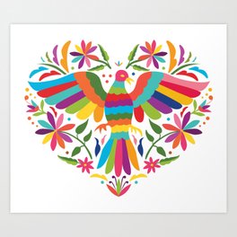Mexican Otomí Heart Design by Akbaly Art Print