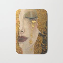 Golden Tears (Freya's Heartache) portrait painting by Gustav Klimt Bath Mat