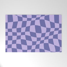 Warped Checkered Pattern (very peri/periwinkle blue/lavender) Welcome Mat