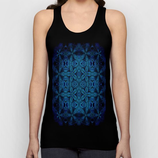 Turquoise Teal Delicate Flowers Unisex Tank Top