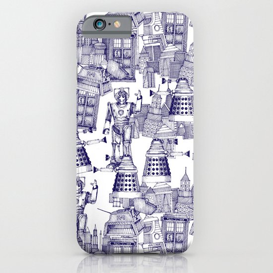 Doctor Who Toile de Jouy | 'Walking Doodle' | Blue iPhone & iPod Case