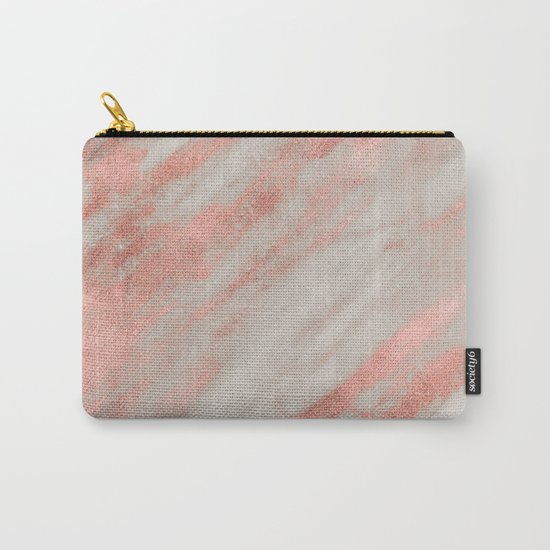 Smooth rose gold on gray marble Carry-All Pouch