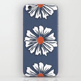 Mid-Century Modern Daisy Flower Red White And Blue iPhone Skin