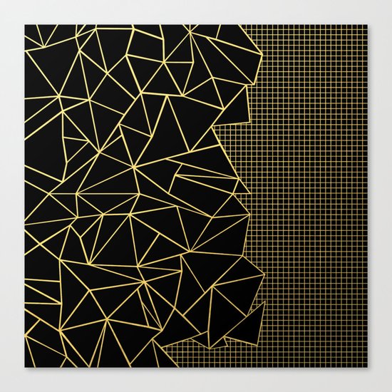 Ab Outline Grid Black and Gold Canvas Print