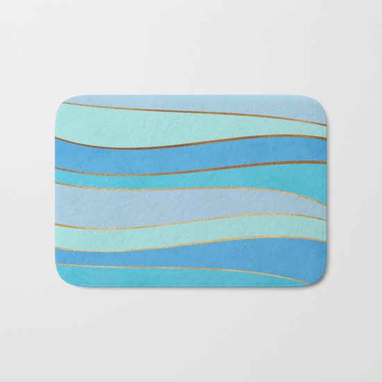 Waves Pattern - Golden Glitter Bath Mat