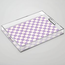 Check Checkered Purple Lilac Lavender Checkerboard Geometric Square Grid Pattern Boho Modern Minimal Acrylic Tray