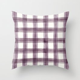 watercolor plaid - plum Throw Pillow