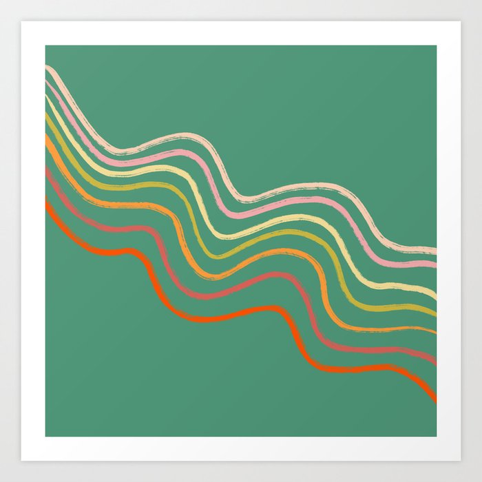 Groovy Color waves Art Print