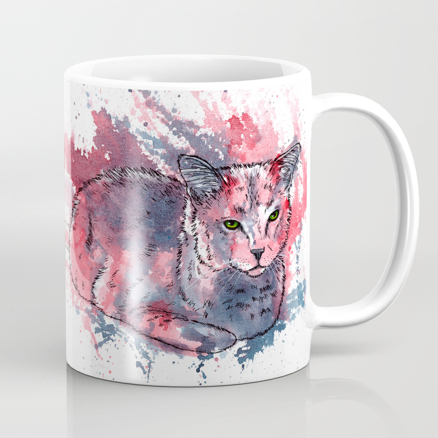 Cat Acrylic Painting Animal Abstract Portrait Coffee Mug By