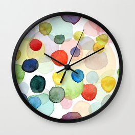 Watercolor drops multicolor Wall Clock