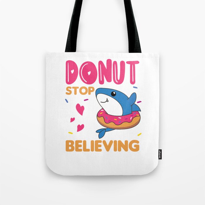 Cute Shark Funny Animals In Donut Pink Tote Bag