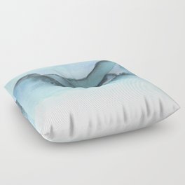 Minimalist Landscape In Blue Colors Floor Pillow