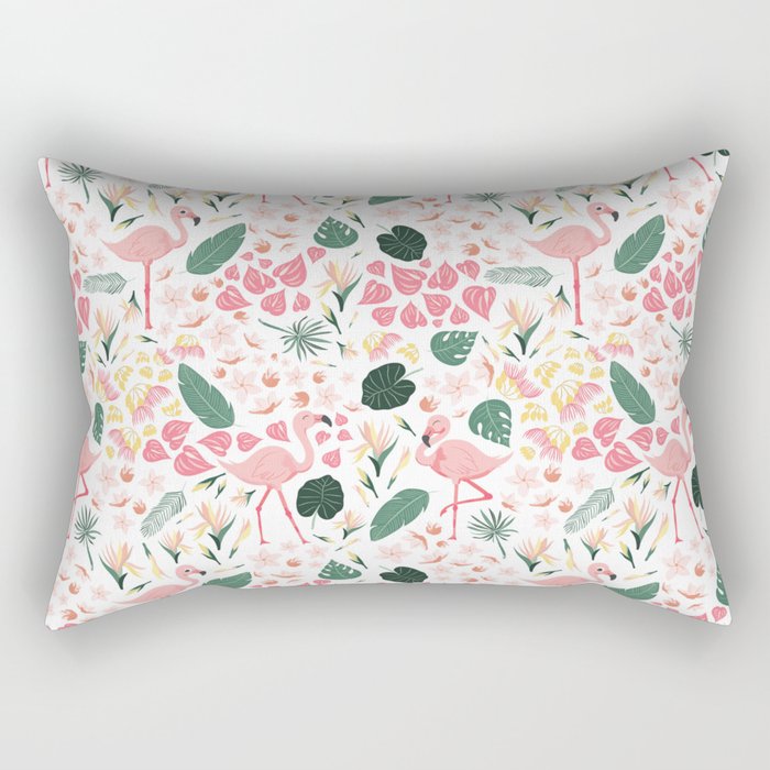 Pink Flamingo Tropical Spring Rectangular Pillow