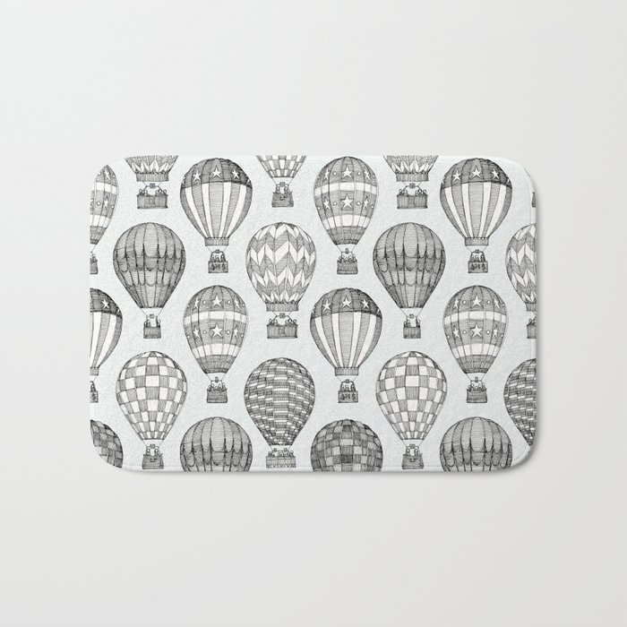 hot air balloons I black Bath Mat