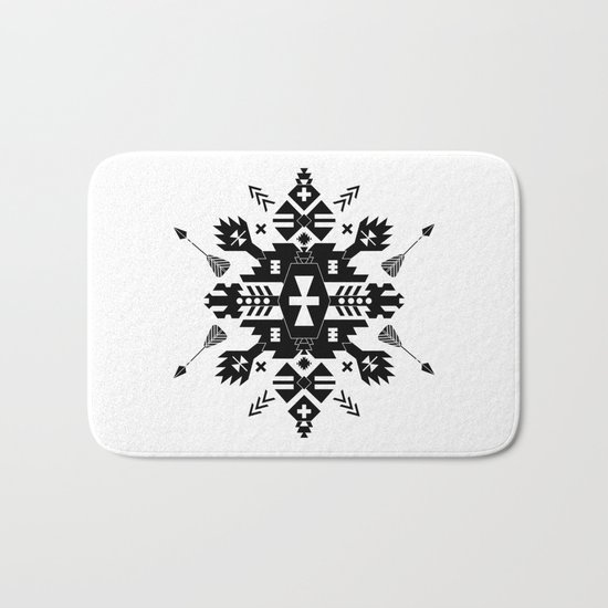 Tribal Black and White Bath Mat