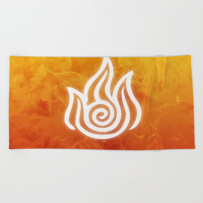 Avatar Fire Bending Element Symbol Beach Towel