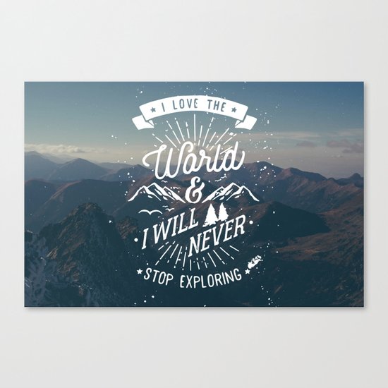 Inspirational Quote and Blue Mountains II Canvas Print