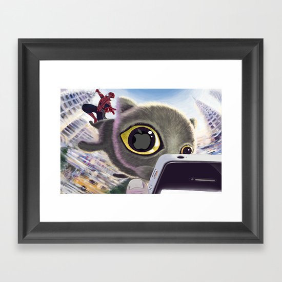 Falling Cat & Hero Framed Art Print