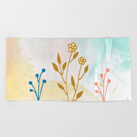 Acuarela flower Beach Towel