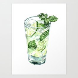 Mojito Watercolour Cocktail Art Print
