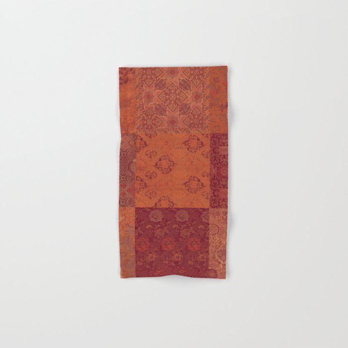 Vintage Bohemian Quilt in Burnt Orange Hand & Bath Towel