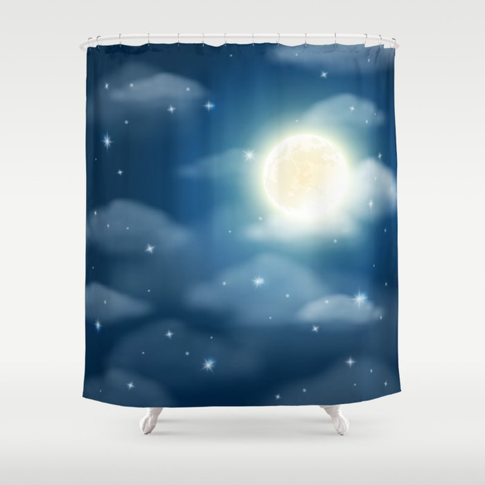 Magical Midnight Moon Starry Night Sky Shower Curtain