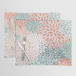Modern Flowers Print, Coral, Pink and Teal Placemat