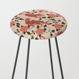 Chinese Tigers Retro Floral Pattern Counter Stool