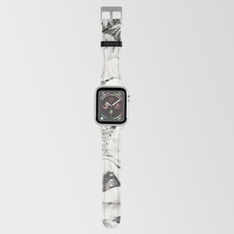 Elegant Tropical Floral on Black Apple Watch Band