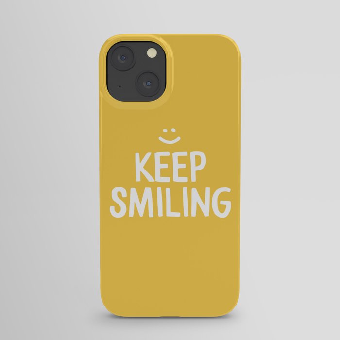 Keep Smiling Quote - Yellow iPhone Case