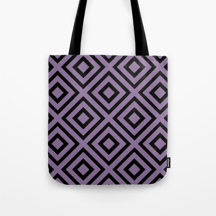 Black and Purple Tessellation Pattern 40 Pairs Coloro 2022 Popular Color Lavender Silk 138-48-19 Tote Bag