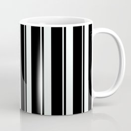 [ Thumbnail: Black & Mint Cream Colored Lines/Stripes Pattern Coffee Mug ]