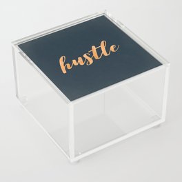 Hustle Text Copper Bronze Gold and Navy Acrylic Box