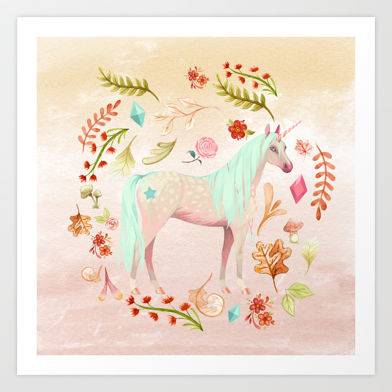 Unicorn Watercolor Painting Art Print By Gardenofdelights Society6