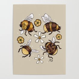 Bee Wreath (on oatmeal) Poster