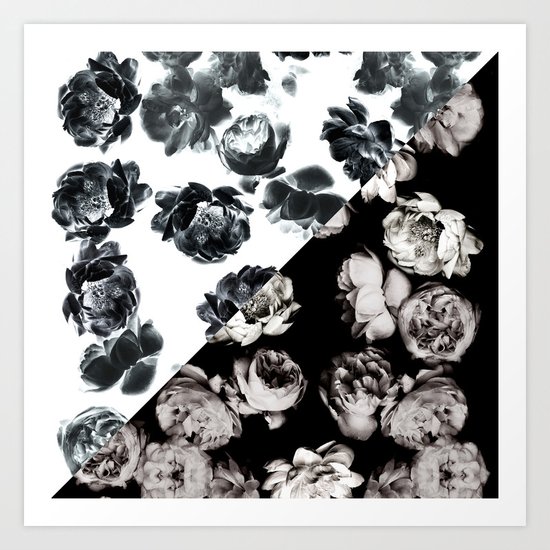 Black & White Floral Pattern Art Print