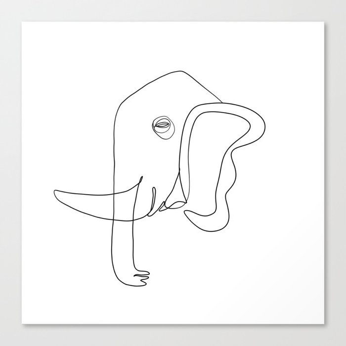 The Mammoth - Minimal, Modern - Abstract Elephant Line Art Canvas Print