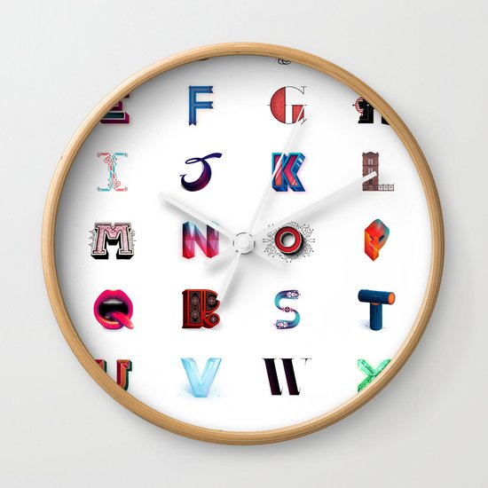 Illustrated Letters - Set One Wall Clock