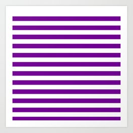 Medium Violet and White Stripes | Horizontal Medium Stripes | Art Print