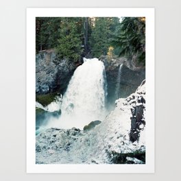 Frozen Winter Waterfall on Film - Sahalie Falls, Oregon Art Print