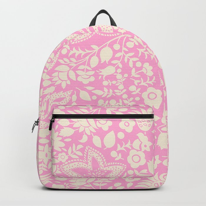 Blossoms and leaves solid soft pink Backpack