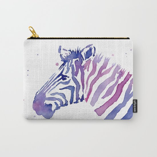 Zebra Watercolor Purple Stripes Animal Carry-All Pouch