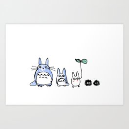 Totoro and Friends Drawing Art Print